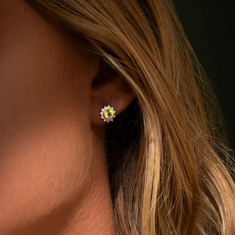 Soleil Stud, Peridot, Silver