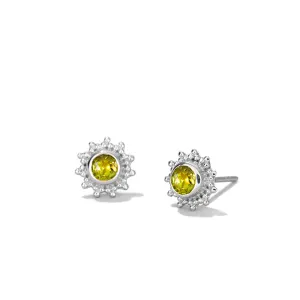 Soleil Stud, Peridot, Silver