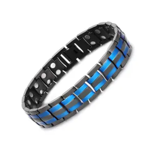 Stainless Steel Black And Blue Magnetic Bracelet