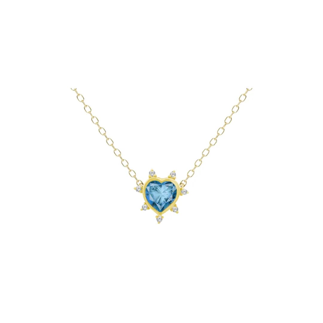 Starburst Gemstone Heart Necklace