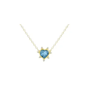 Starburst Gemstone Heart Necklace