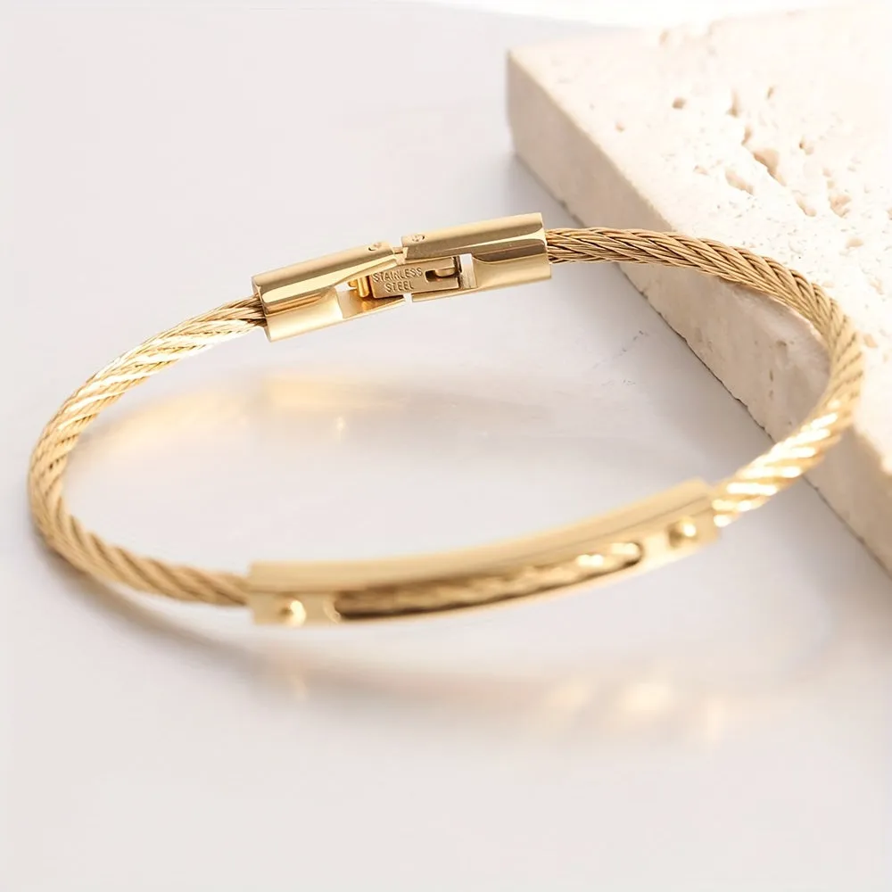 Stylish Stainless Steel Open Unisex Bracelet | Metal