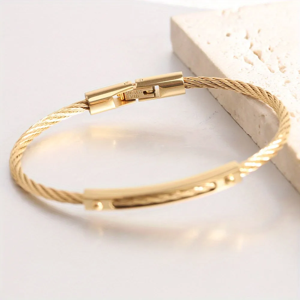 Stylish Stainless Steel Open Unisex Bracelet | Metal