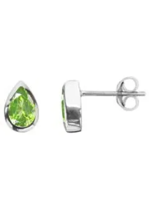 White Gold Peridot Tear Drop Stud Earrings