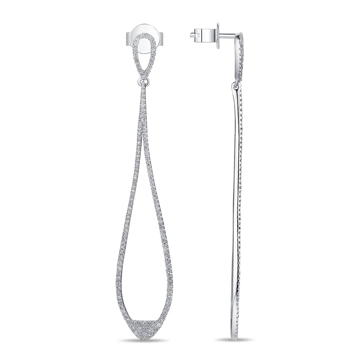 White Gold Teardrop Diamond Cocktail Earrings